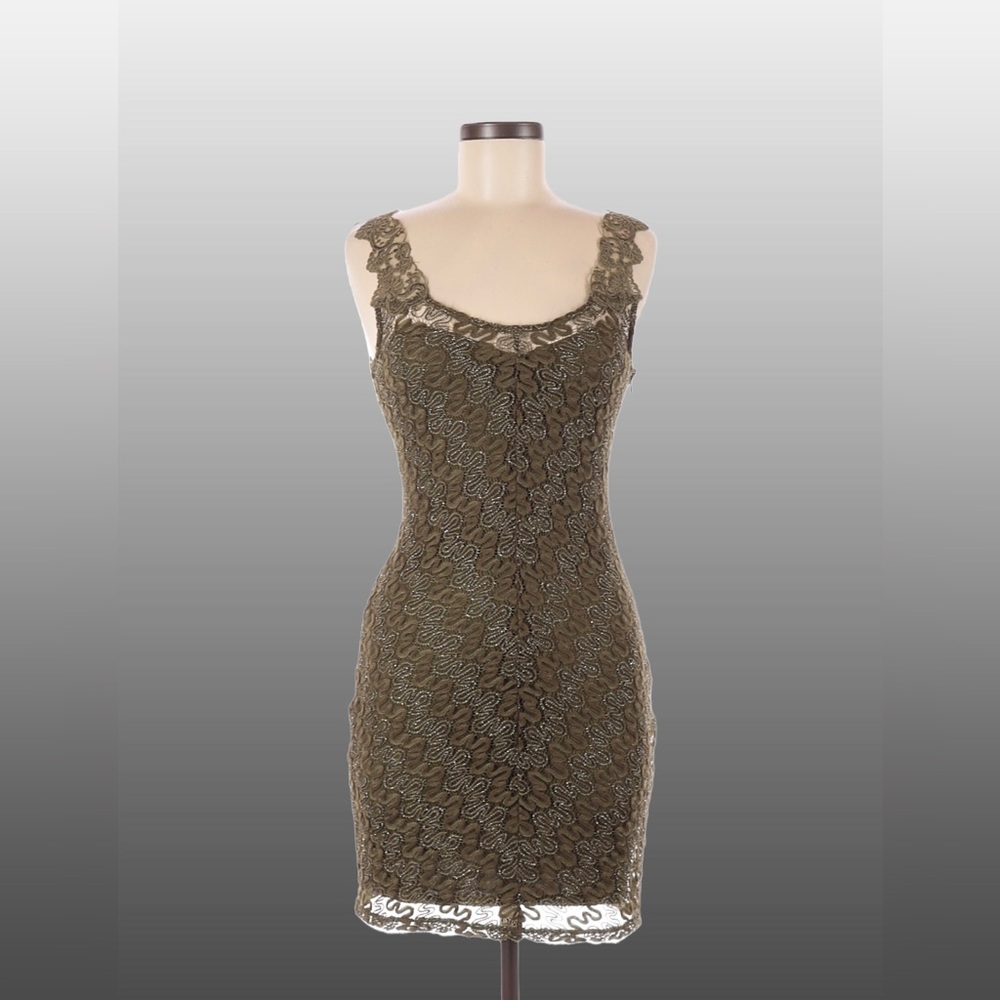 Free People Khaki Lace Mini Dress